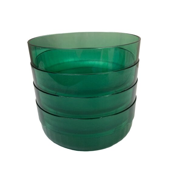 Tupperware Translucent Green Set Of 4 Stackable Bowls 2108B-4 Cereal Salad 5.5" - Picture 4 of 6